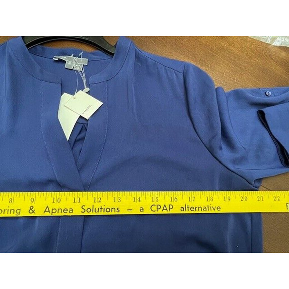 New VINCE Womens Medium M Long Blue Maxi Dress Long Sleeve V-Neck Retail $425 - Picture 12 of 12